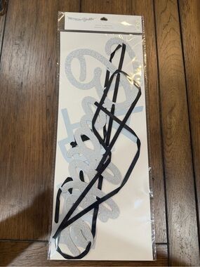 Icing Silver Glitter "Birthday Baddie" Banner with Black Ribbon
